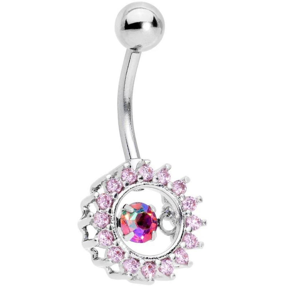 body candy pink round 14G silver belly summer vacation travel ring